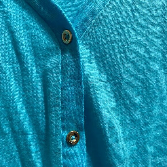 (3) - Charter Club Aqua Luxury Linen Boho Lagenlook Minimalist Work Cardigan L - Picture 6 of 6